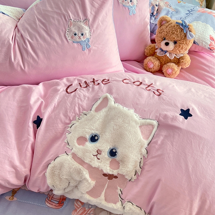 91家纺网 家纺一手货源 找家纺 优佳优品 2025新款水洗棉印花贴布绣四件套【提供买家秀】 安吉拉