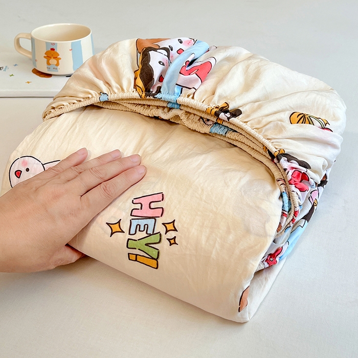 91家纺网 家纺一手货源 找家纺 优尚佳生活馆 2025新款亲肤水洗棉印花床笠单品床笠单件单床笠 床笠款-樱桃小丸子