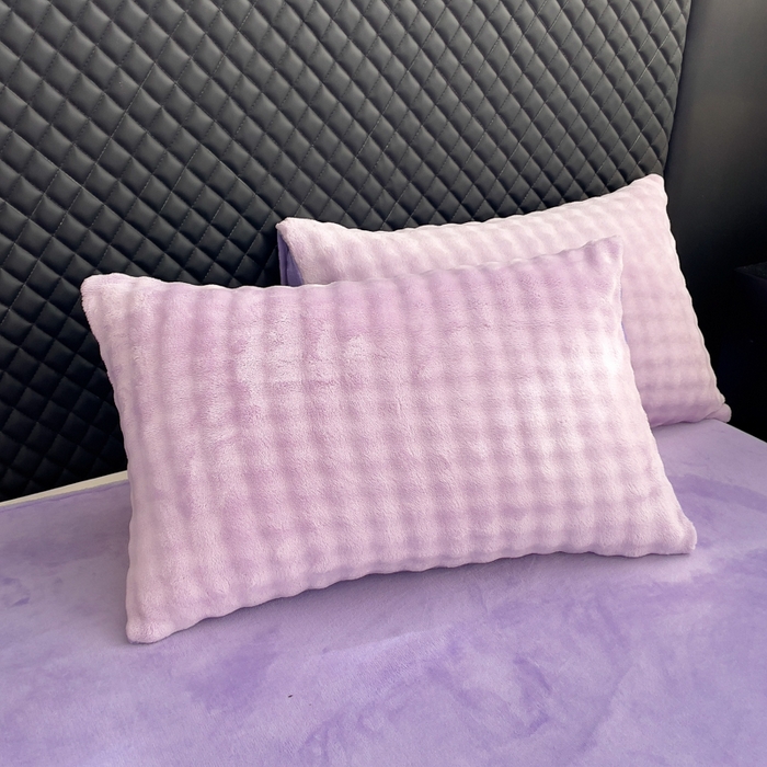 91家纺网 家纺一手货源 找家纺 言熙居家纺 2025新款加厚高克重兔兔绒牛奶绒四件套 梦幻紫