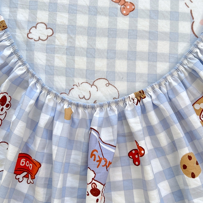 91家纺网 家纺一手货源 找家纺 优佳优品 2025新款亲肤水洗棉印花床笠单品床笠单件单床笠 床笠款-狗狗聚会