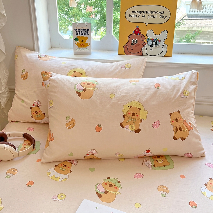 91家纺网 家纺一手货源 找家纺 优佳优品 2025新款亲肤水洗棉印花床笠单品床笠单件单床笠 床笠款-卡皮巴拉