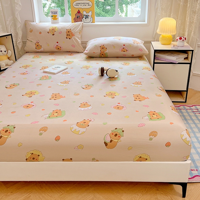 91家纺网 家纺一手货源 找家纺 优佳优品 2025新款亲肤水洗棉印花床笠单品床笠单件单床笠 床笠款-卡皮巴拉