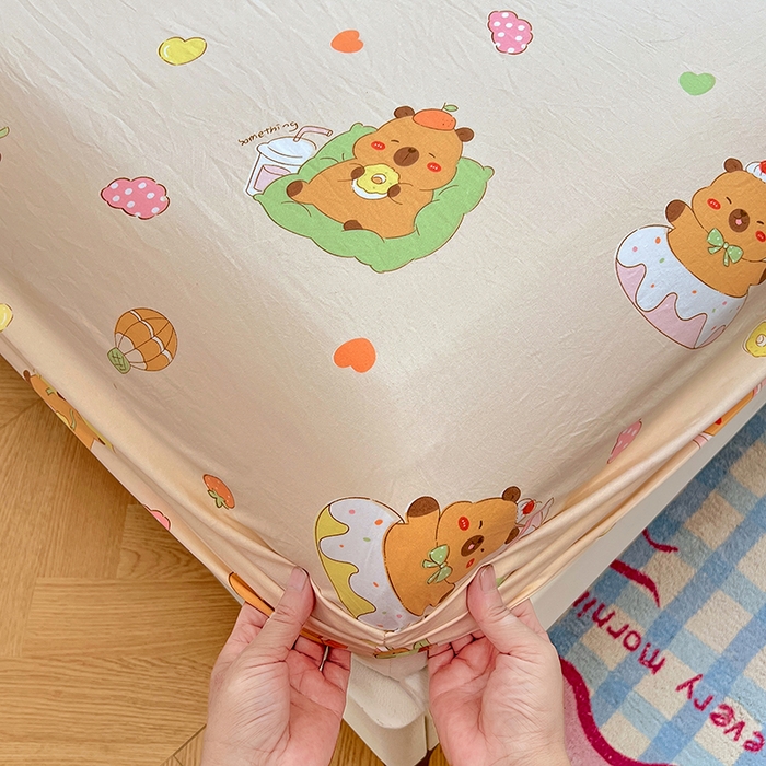 91家纺网 家纺一手货源 找家纺 优佳优品 2025新款亲肤水洗棉印花床笠单品床笠单件单床笠 床笠款-卡皮巴拉