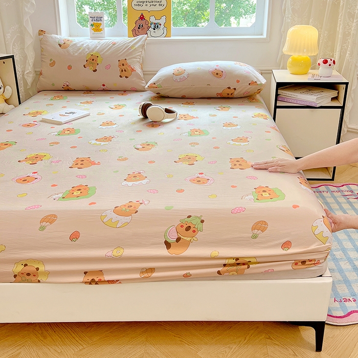 91家纺网 家纺一手货源 找家纺 优佳优品 2025新款亲肤水洗棉印花床笠单品床笠单件单床笠 床笠款-卡皮巴拉