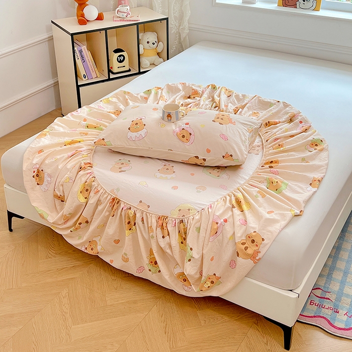 91家纺网 家纺一手货源 找家纺 优佳优品 2025新款亲肤水洗棉印花床笠单品床笠单件单床笠 床笠款-卡皮巴拉