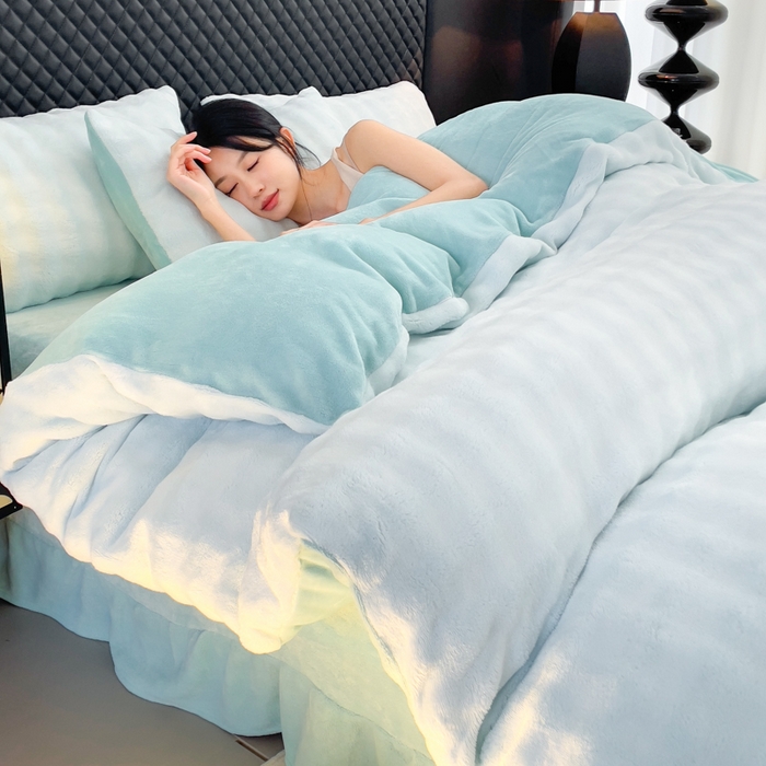 91家纺网 家纺一手货源 找家纺 （总）言熙居家纺 2025新款加厚高克重兔兔绒牛奶绒四件套