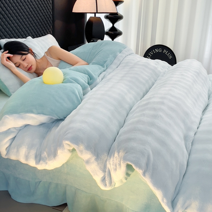 91家纺网 家纺一手货源 找家纺 （总）言熙居家纺 2025新款加厚高克重兔兔绒牛奶绒四件套