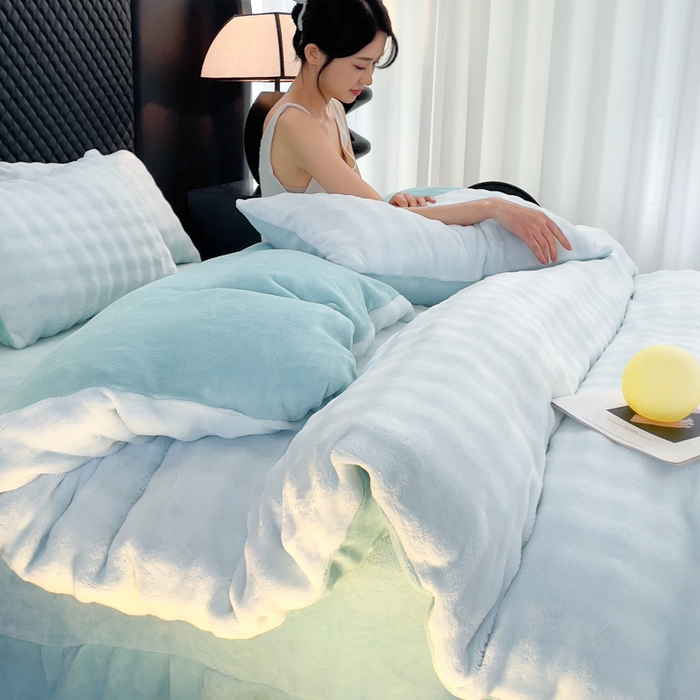 91家纺网 家纺一手货源 找家纺 （总）言熙居家纺 2025新款加厚高克重兔兔绒牛奶绒四件套