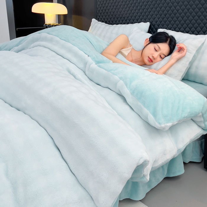 （总）言熙居家纺 2025新款加厚高克重兔兔绒牛奶绒四件套