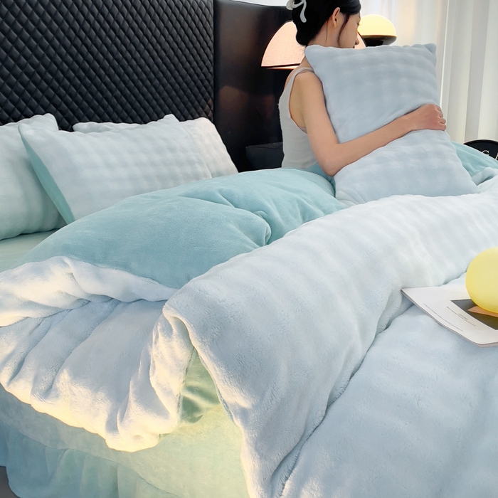 91家纺网 家纺一手货源 找家纺 （总）言熙居家纺 2025新款加厚高克重兔兔绒牛奶绒四件套