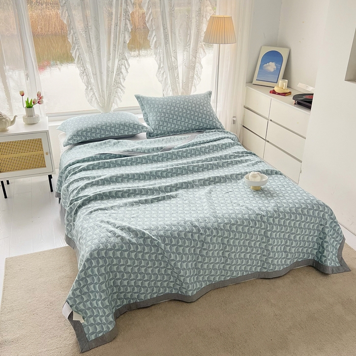 梦洋家纺 2025新款全棉四层纱多能盖毯毛巾被空调夏被床盖款盖毯 风中情缘