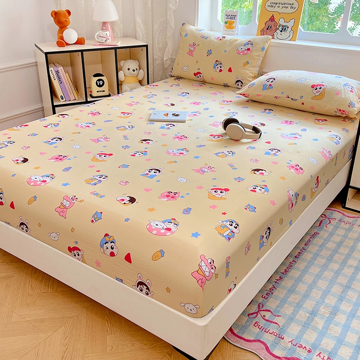 91家纺网 家纺一手货源 找家纺 优佳优品 2025新款亲肤水洗棉印花床笠单品床笠单件单床笠 床笠款-快乐小新