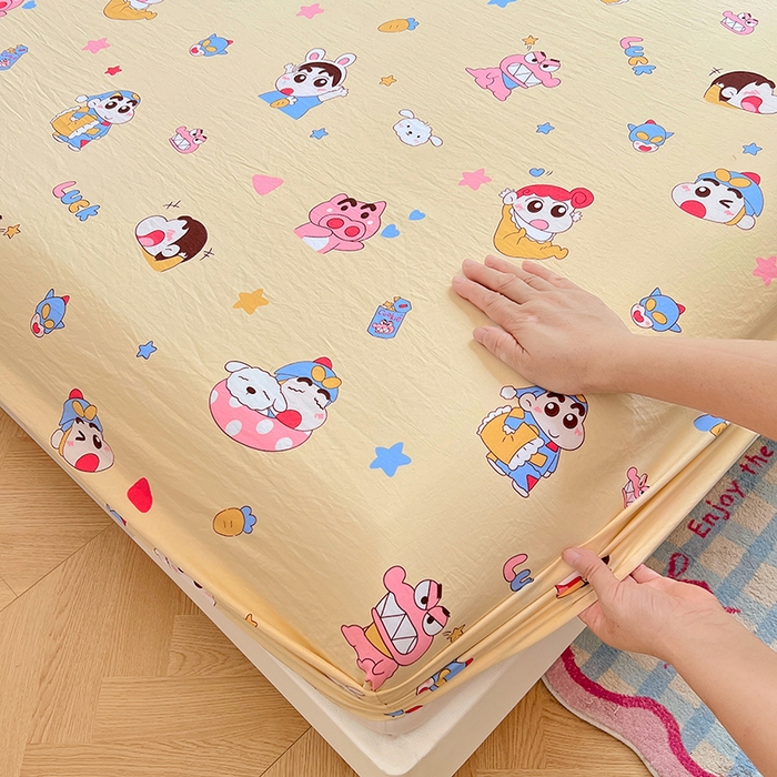 91家纺网 家纺一手货源 找家纺 优佳优品 2025新款亲肤水洗棉印花床笠单品床笠单件单床笠 床笠款-快乐小新