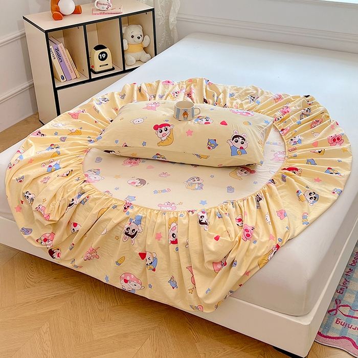 91家纺网 家纺一手货源 找家纺 优佳优品 2025新款亲肤水洗棉印花床笠单品床笠单件单床笠 床笠款-快乐小新