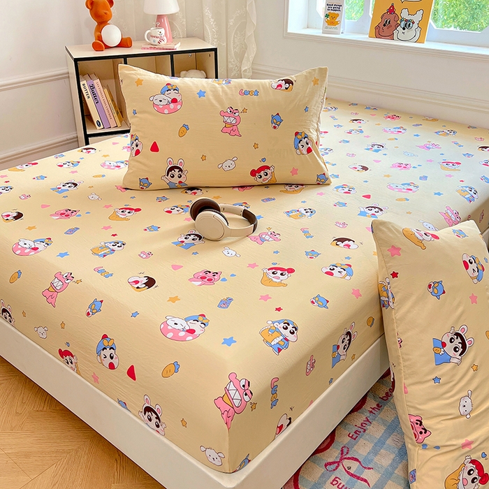 91家纺网 家纺一手货源 找家纺 优佳优品 2025新款亲肤水洗棉印花床笠单品床笠单件单床笠 床笠款-快乐小新