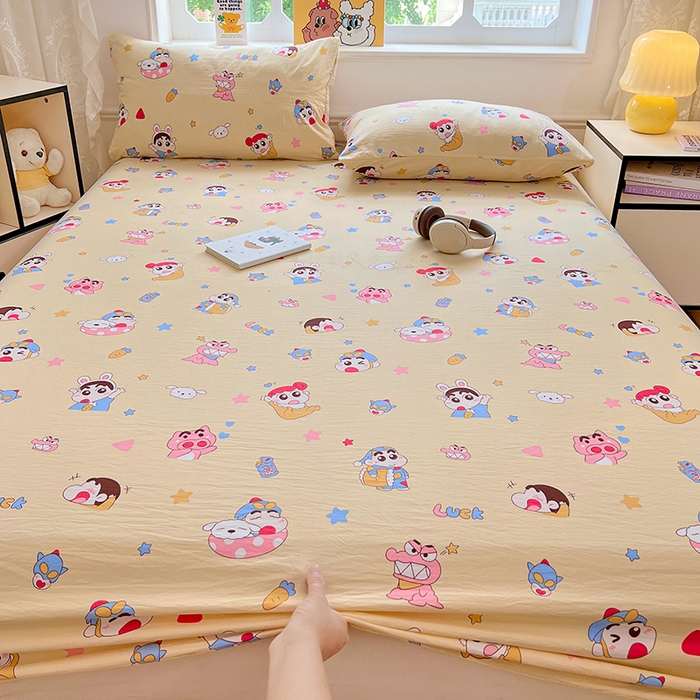 91家纺网 家纺一手货源 找家纺 优佳优品 2025新款亲肤水洗棉印花床笠单品床笠单件单床笠 床笠款-快乐小新