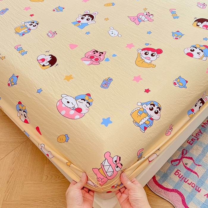 91家纺网 家纺一手货源 找家纺 优佳优品 2025新款亲肤水洗棉印花床笠单品床笠单件单床笠 床笠款-快乐小新