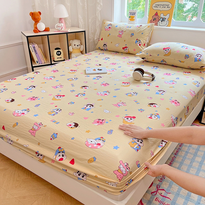 91家纺网 家纺一手货源 找家纺 优佳优品 2025新款亲肤水洗棉印花床笠单品床笠单件单床笠 床笠款-快乐小新