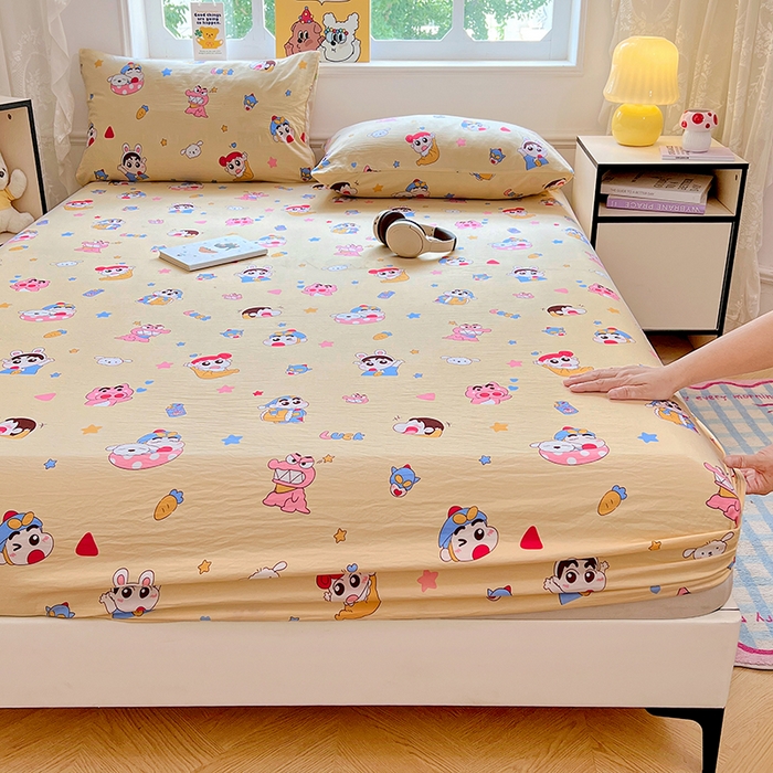 91家纺网 家纺一手货源 找家纺 优佳优品 2025新款亲肤水洗棉印花床笠单品床笠单件单床笠 床笠款-快乐小新