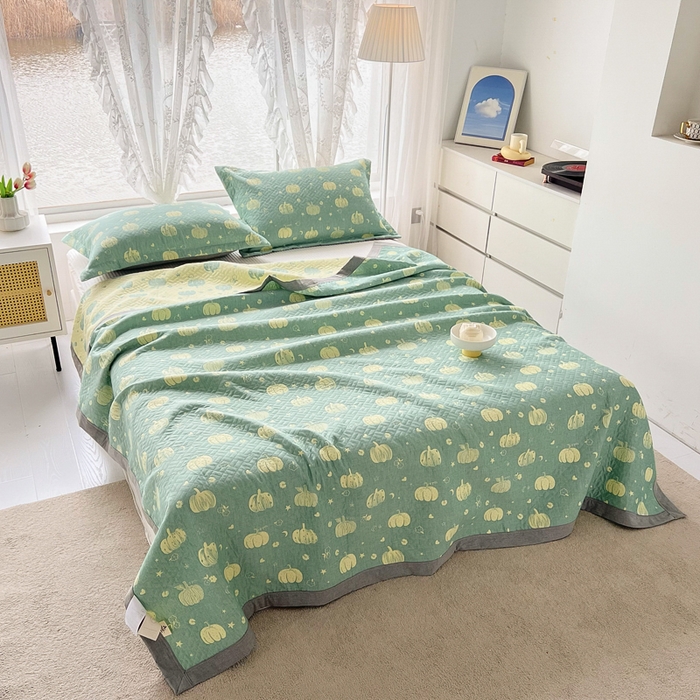 梦洋家纺 2025新款全棉四层纱多能盖毯毛巾被空调夏被床盖款盖毯 花梦