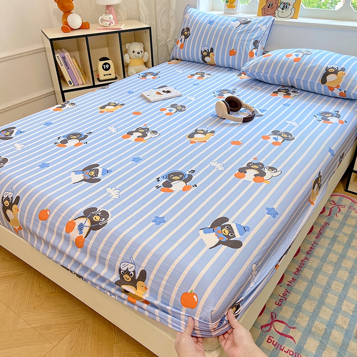 优佳优品 2025新款亲肤水洗棉印花床笠单品床笠单件单床笠 床笠款-企鹅派对