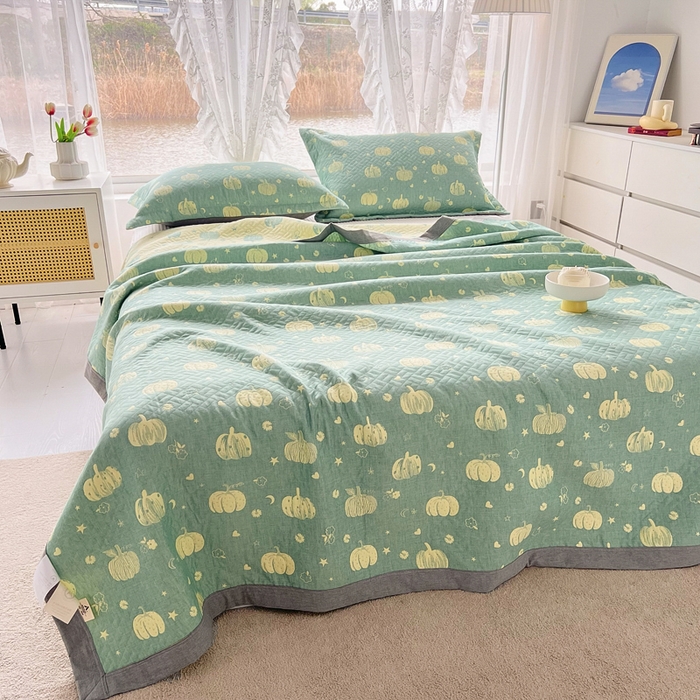 91家纺网 家纺一手货源 找家纺 梦洋家纺 2025新款全棉四层纱多能盖毯毛巾被空调夏被床盖款盖毯 花梦