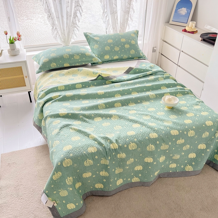 91家纺网 家纺一手货源 找家纺 梦洋家纺 2025新款全棉四层纱多能盖毯毛巾被空调夏被床盖款盖毯 花梦