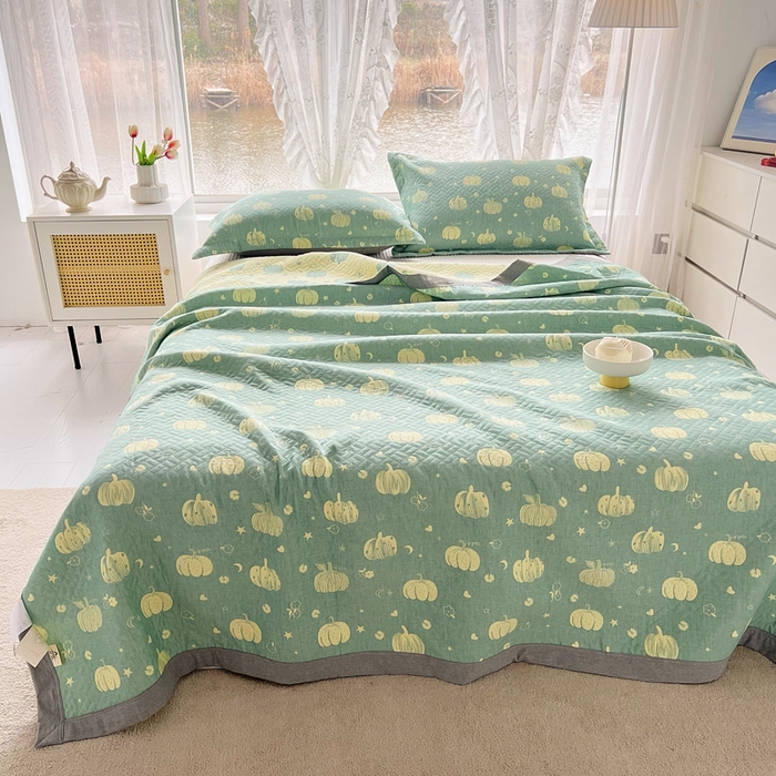 91家纺网 家纺一手货源 找家纺 梦洋家纺 2025新款全棉四层纱多能盖毯毛巾被空调夏被床盖款盖毯 花梦