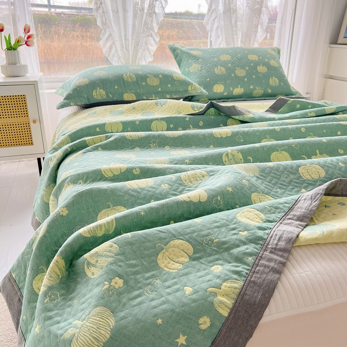 91家纺网 家纺一手货源 找家纺 梦洋家纺 2025新款全棉四层纱多能盖毯毛巾被空调夏被床盖款盖毯 花梦