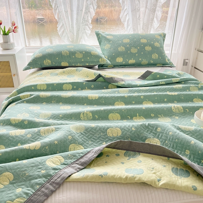 91家纺网 家纺一手货源 找家纺 梦洋家纺 2025新款全棉四层纱多能盖毯毛巾被空调夏被床盖款盖毯 花梦