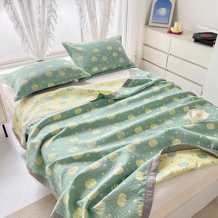 91家纺网 家纺一手货源 找家纺 梦洋家纺 2025新款全棉四层纱多能盖毯毛巾被空调夏被床盖款盖毯 花梦