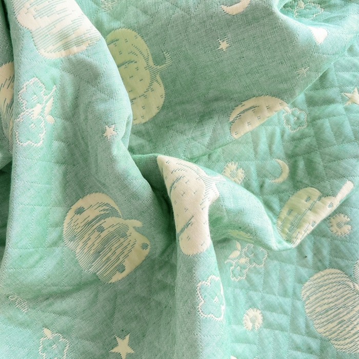 91家纺网 家纺一手货源 找家纺 梦洋家纺 2025新款全棉四层纱多能盖毯毛巾被空调夏被床盖款盖毯 花梦