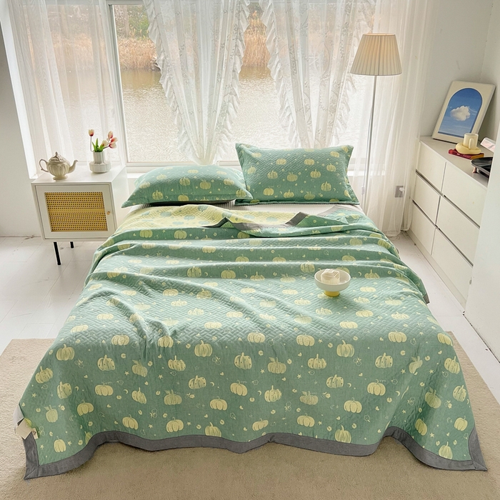 91家纺网 家纺一手货源 找家纺 梦洋家纺 2025新款全棉四层纱多能盖毯毛巾被空调夏被床盖款盖毯 花梦