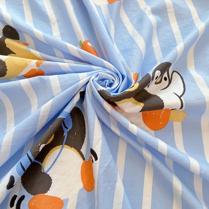 91家纺网 家纺一手货源 找家纺 优佳优品 2025新款亲肤水洗棉印花床笠单品床笠单件单床笠 床笠款-企鹅派对