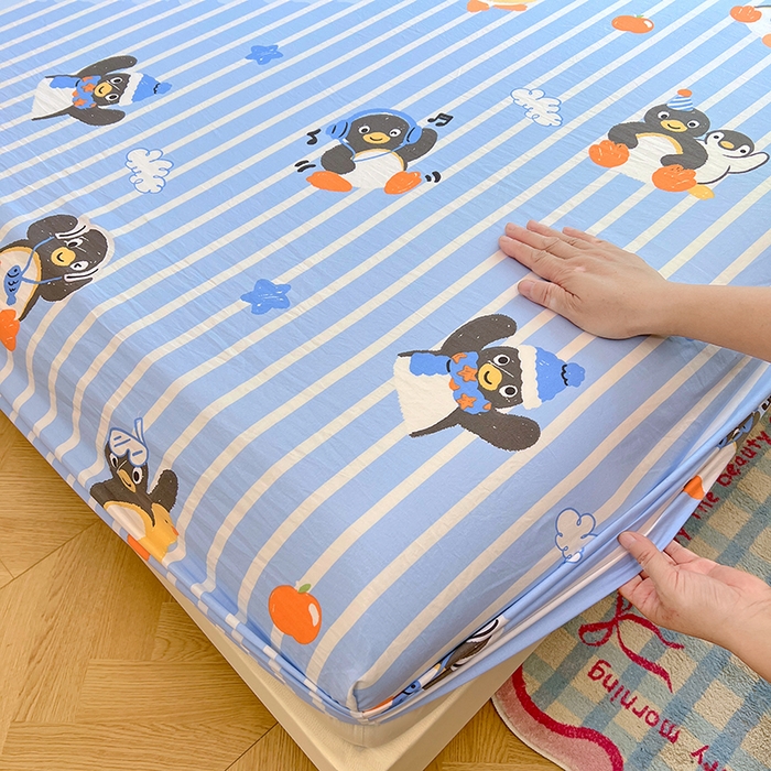 91家纺网 家纺一手货源 找家纺 优佳优品 2025新款亲肤水洗棉印花床笠单品床笠单件单床笠 床笠款-企鹅派对