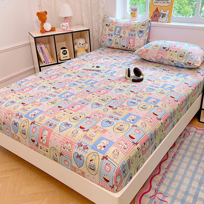 91家纺网 家纺一手货源 找家纺 优佳优品 2025新款亲肤水洗棉印花床笠单品床笠单件单床笠 床笠款-甜宠派对