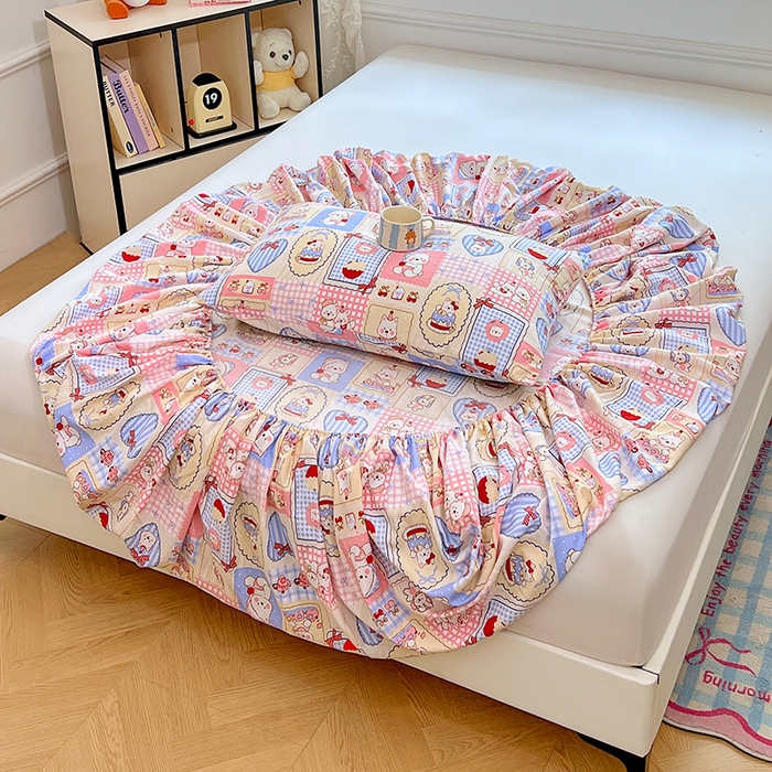 91家纺网 家纺一手货源 找家纺 优佳优品 2025新款亲肤水洗棉印花床笠单品床笠单件单床笠 床笠款-甜宠派对