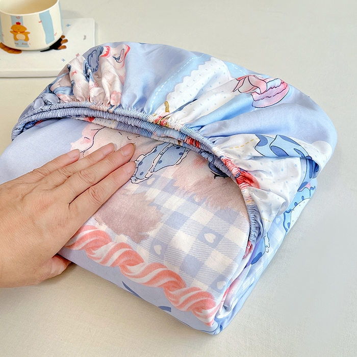 91家纺网 家纺一手货源 找家纺 优佳优品 2025新款亲肤水洗棉印花床笠单品床笠单件单床笠 床笠款-甜趣猫咪