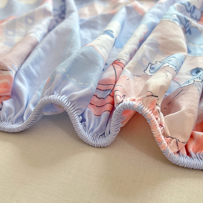 91家纺网 家纺一手货源 找家纺 优佳优品 2025新款亲肤水洗棉印花床笠单品床笠单件单床笠 床笠款-甜趣猫咪