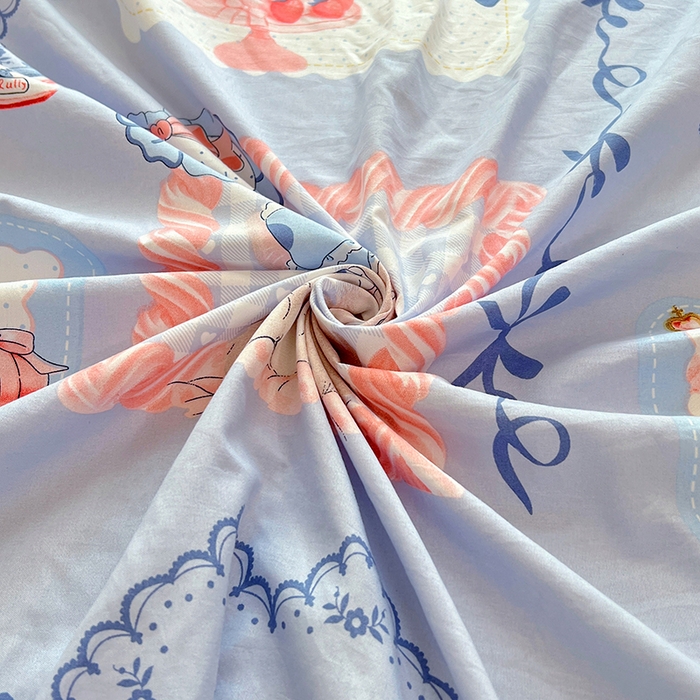 91家纺网 家纺一手货源 找家纺 优佳优品 2025新款亲肤水洗棉印花床笠单品床笠单件单床笠 床笠款-甜趣猫咪