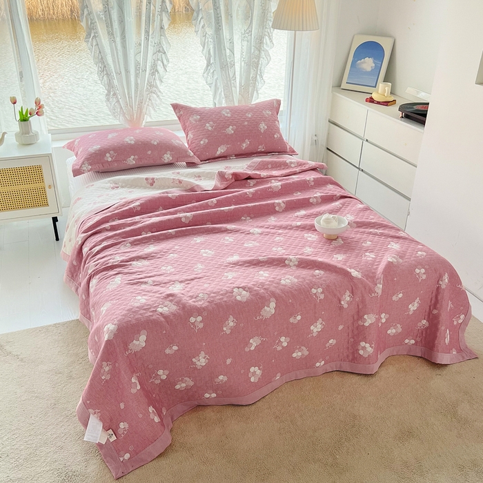 梦洋家纺 2025新款全棉四层纱多能盖毯毛巾被空调夏被床盖款盖毯 菩提子