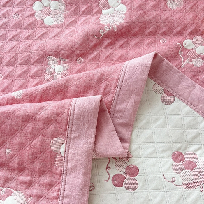 91家纺网 家纺一手货源 找家纺 梦洋家纺 2025新款全棉四层纱多能盖毯毛巾被空调夏被床盖款盖毯 菩提子