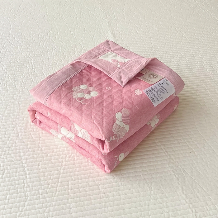 91家纺网 家纺一手货源 找家纺 梦洋家纺 2025新款全棉四层纱多能盖毯毛巾被空调夏被床盖款盖毯 菩提子