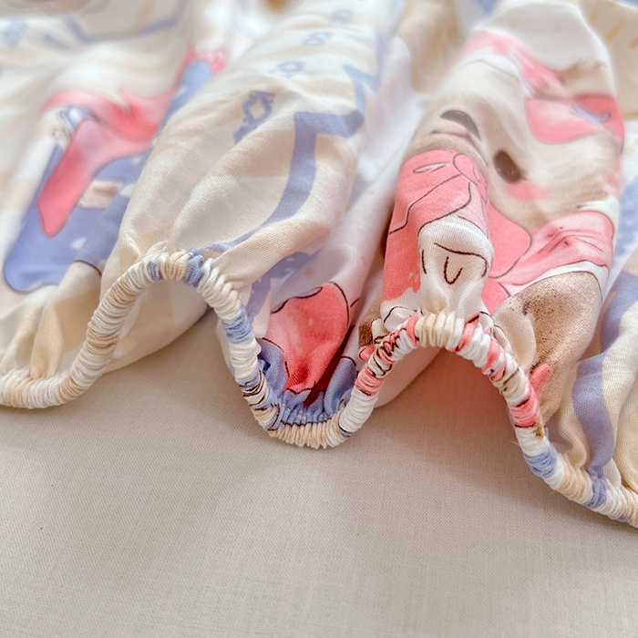 91家纺网 家纺一手货源 找家纺 优佳优品 2025新款亲肤水洗棉印花床笠单品床笠单件单床笠 床笠款-熊熊下午茶