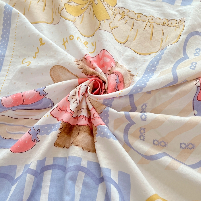 91家纺网 家纺一手货源 找家纺 优佳优品 2025新款亲肤水洗棉印花床笠单品床笠单件单床笠 床笠款-熊熊下午茶