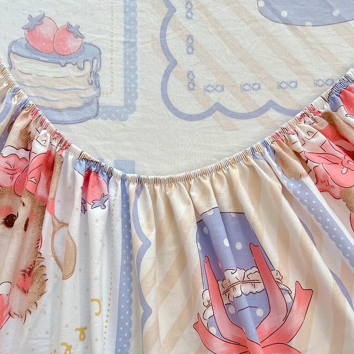 91家纺网 家纺一手货源 找家纺 优佳优品 2025新款亲肤水洗棉印花床笠单品床笠单件单床笠 床笠款-熊熊下午茶