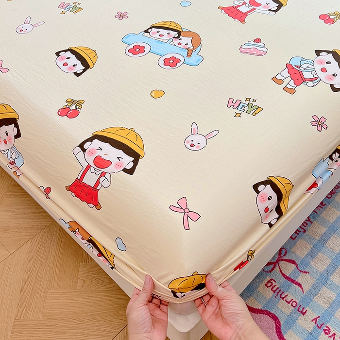 91家纺网 家纺一手货源 找家纺 优佳优品 2025新款亲肤水洗棉印花床笠单品床笠单件单床笠 床笠款-樱桃小丸子