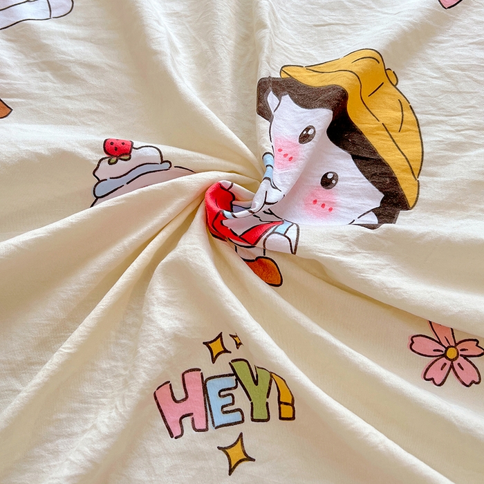 91家纺网 家纺一手货源 找家纺 优佳优品 2025新款亲肤水洗棉印花床笠单品床笠单件单床笠 床笠款-樱桃小丸子