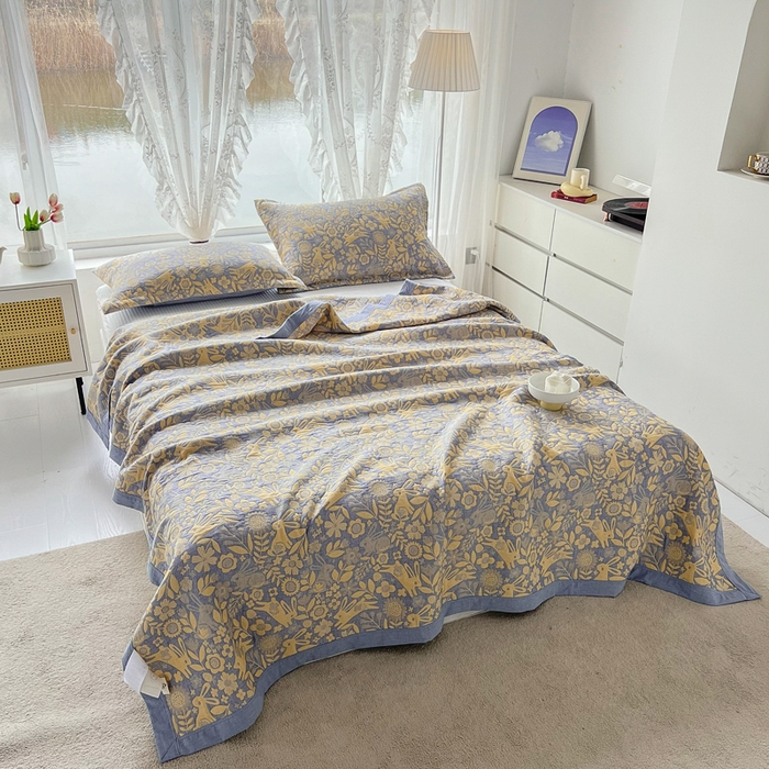 梦洋家纺 2025新款全棉四层纱多能盖毯毛巾被空调夏被床盖款盖毯 幸运兔