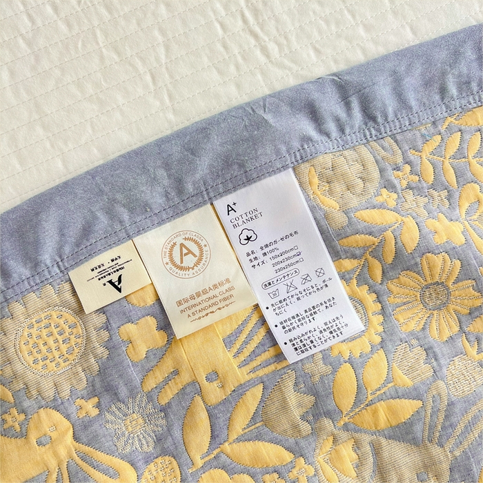 91家纺网 家纺一手货源 找家纺 梦洋家纺 2025新款全棉四层纱多能盖毯毛巾被空调夏被床盖款盖毯 幸运兔